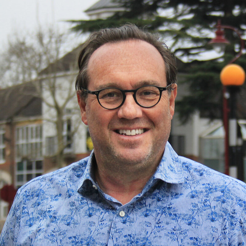 Stuart Howard on Watling Street with the Radlett Centre behind him in the distance.